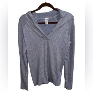 Athleta Gray Hooded Long Sleeve Performance Top Size M